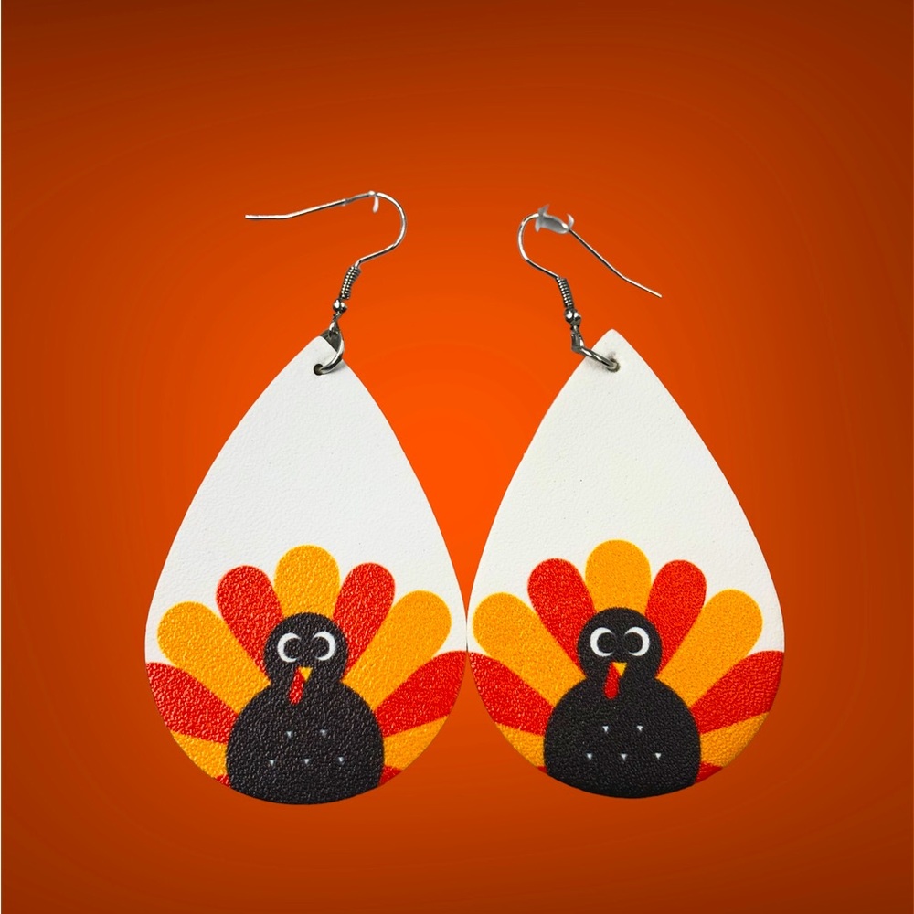 Faux Leather Fall Thanksgiving Earrings NWT ✨